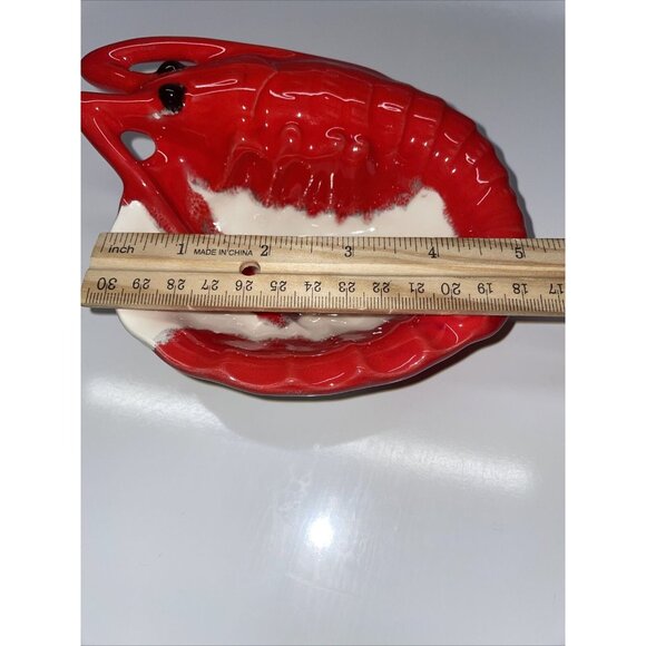 Vintage Ceramic Lobster Dish Signed Jim Dandy 1977 Excellent Condition Red - Picture 12 of 15